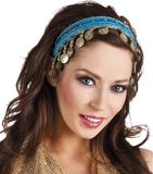 Boland Buikdanseres hoofdband/diadeem turquoise blauw dames verkleedacc