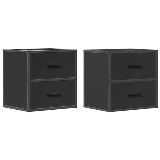 vidaXL Nachtkastjes wandgemonteerd 2 st 40x31x39,5 cm zwart