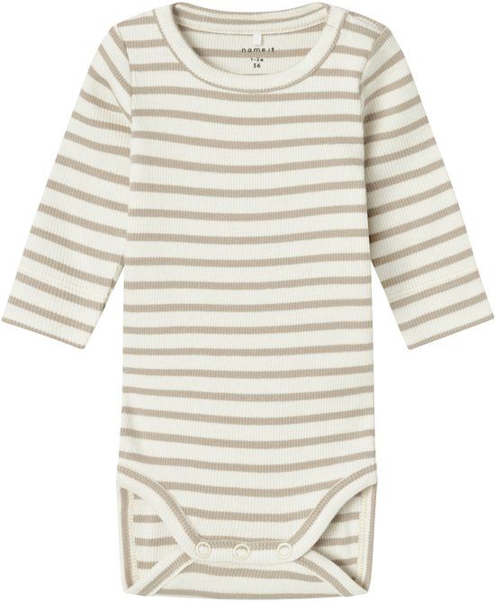 NAME IT NBNBANI LS BODY NOOS Unisex Lange mouw Romper 50 Pure Cashmere Effen 57% biologisch katoen / 38% modal / 5% elastaan
