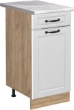 Vicco Keukenonderkast R-Line, Wit landelijk/Goudkleurig Eiken, 40 cm marmer werkblad