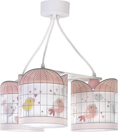 Dalber Kinderlamp 3 lichten Little Birds roze vogels 60W