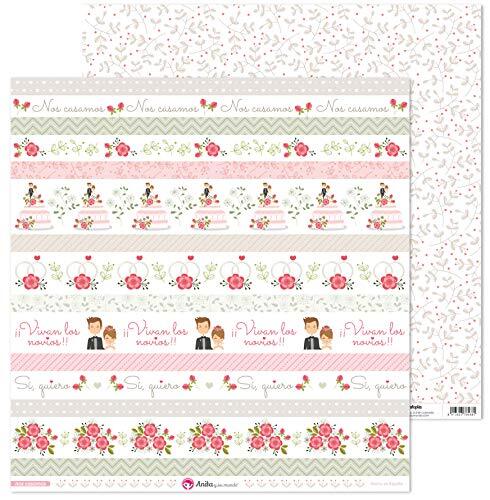 Anita y Su Mundo Anita en zijn wereld collectie Wij Casamos Scrapbooking, papier, strepen, 30,5 x 30,5 cm