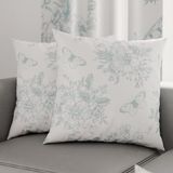 PETTI Artigiani Italiani - Paar kussenslopen, 80 x 80 cm, microvezel, bekleding, bank, woonkamer, 2 kussenslopen, kussensloop Botanic 03 Celeste, 100% Made in Italy
