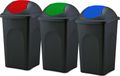 BigDean, 3 poubelles, 60 litres, avec couvercle à charnière, vert - rouge - bleu. Noir : vert, rouge, bleu / noir : 60 litres