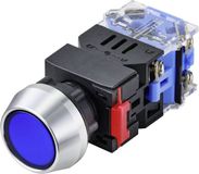 TRU COMPONENTS TC-9428116 LAS0-L-11/B/12V Druktoets 250 V 5 A 1x uit/(aan) Moment Blauw IP40 1 stuk(s)