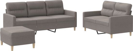 vidaXL 3-delige Loungeset met kussens stof taupe