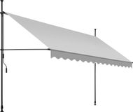 Tectake® Klemluifel met handslinger - Balkonluifel zonder boren - Breedte 400 cm - Lichtgrijs