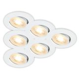 B.K.Licht BRILONER Besi – Set van 6 Inbouwspots – dimbaar & kantelbaar – 230V – warm wit licht 3.000 K – Ø8 cm – wit