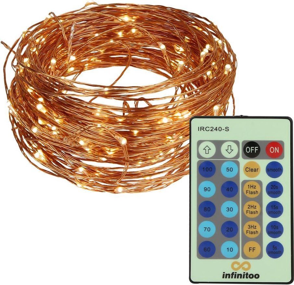 LEDmaxx koperen lichtsnoer 20 meter - Warm wit Led dimbaar - 230V