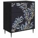 vidaXL Ladekast DOKKUM Blauw varenmotief 66 x 36,5 x 76 cm Zwart eiken