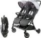 Bambisol Poussette double, poussette pour jumeaux, DS209, gris/noir, convient dès la naissance, pliage ultra-compact, 15 kg maximum par siège