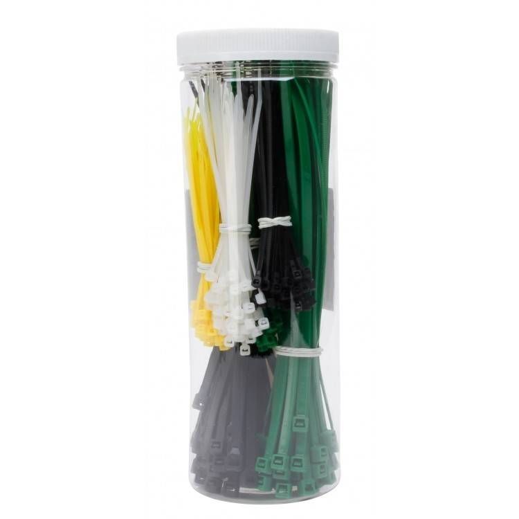 Kopp bundelbandjes assortiments in koker - 300 stuks - zwart/wit/groen