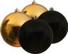 Decoris Kunststof Kerstballen 4x Stuks Goud en Zwart 14 cm