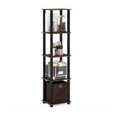 Furinno Turn-N-Tube 5-Tier Display Decoratieve Plank met Bin, Columbia Walnoot/Zwart/Donkerbruin