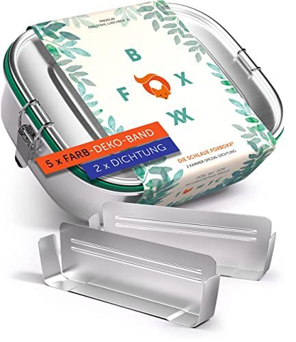 FOXBOXX Roestvrijstalen lunchbox Premium | 1200 ml | Lekvrij | 3 vakken