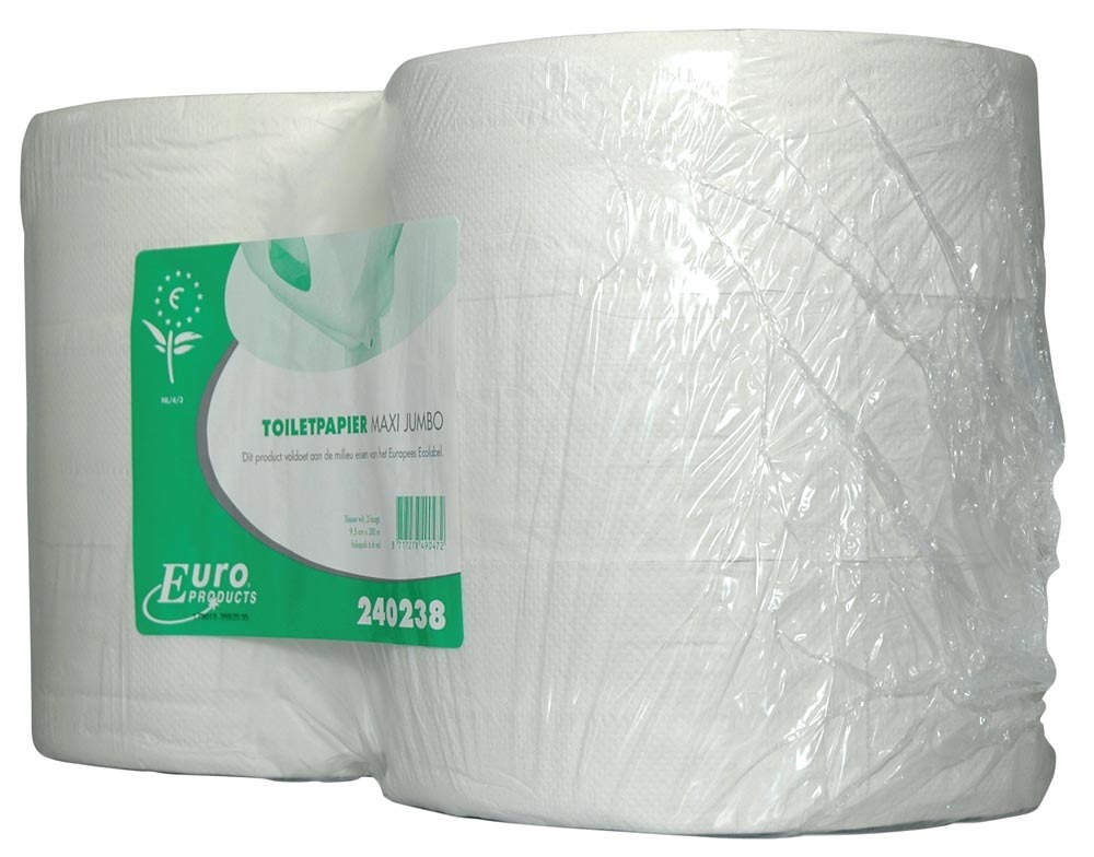 Europroducts Jumbo toiletpapier 2-laags wit tissue 380 meter