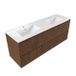 Saniclass Badkamermeubelset - 160x45x62cm - Vygo keramische wastafel wit - 2 wasbakken - zonder kraangaten - 4 lades - mat walnut pure