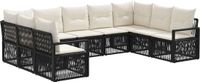 vidaXL Tuinbank - Set - 9 zitplekken - Zwart - Polyrattan