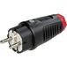 PCE 0511-sr Taurus2 Schuko-stekker 16A 250V | Rubberen stekker IP54 zwart/rood | Schuko-stekker TPE/PA6 | Spatwaterdicht voor buitengebruik, werkplaats, bouwplaats