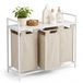 Relaxdays Wasmand - 3 vakken - met plank - Blanc-beige