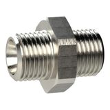 Dubbele RIEGLER Dubbele schroefdraadstapel, G 1 a., G 1 1/2 a., SW 55, messing vernikkeld, werkdruk max. 25 bar, bedrijfstemperatuur. Maximale 150 °C.