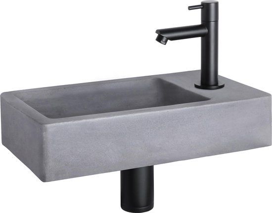 Differnz Force Fonteinset - 40x22cm - Beton - Donkergrijs - Mat Zwart - Rechthoek
