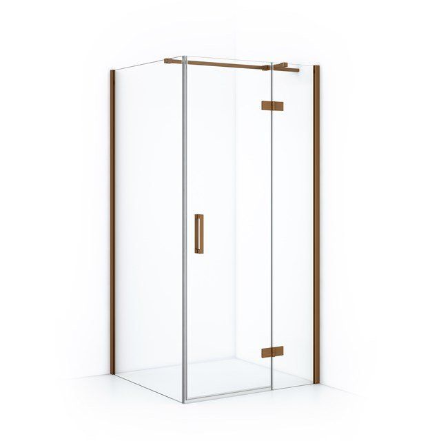 Maxaro Douchecabine Diamond 90x80cm 8mm Helder Veiligheidsglas Koper met Draaideur