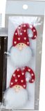 Merkloos / Sans marque IKO Kersthangers - Gnomes/Kabouters - 2x - Hartjes Muts - Vilt - 7 cm