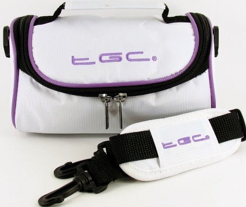 TGC ® Camera Case voor Epson PhotoPC 800 met schouderriem en draaggreep, Cool White & Electric Paars