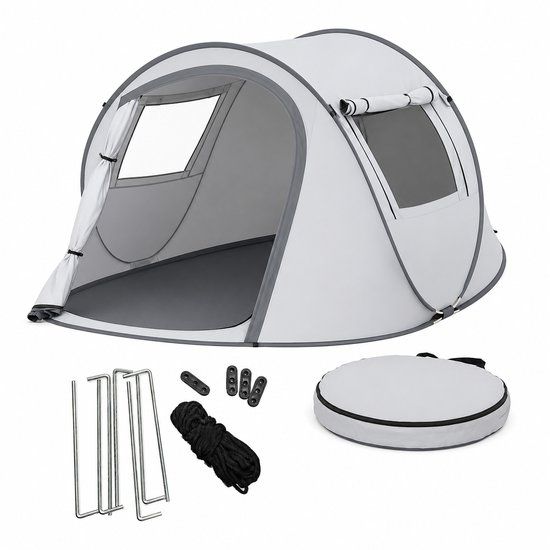 Relaxdays Pop-up tent - Zelfopzettend - 245x105x150 cm - Grijs