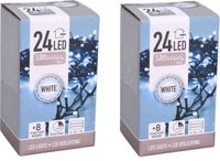 Merkloos Set van 6x stuks kerstverlichting op batterij helder wit buiten 24 lampjes
