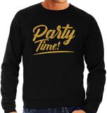Bellatio Decorations Shoppartners Bv Party time - gouden letters - sweater - zwart - heren - XXL