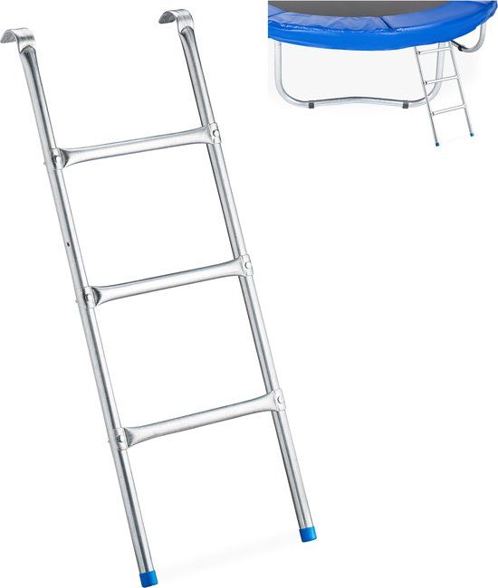 Merkloos Relaxdays Trampoline ladder - 97 x 38 cm - 3 tredes - trapje zilver