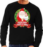 Bellatio Decorations Shoppartners Bv Foute kersttrui / sweater - zwart - Kerstman met middelvinger Fuck Off I Hate X-mas heren S