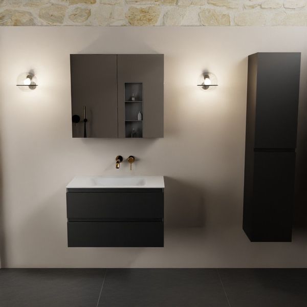 Mondiaz Aivy badmeubelset - 80cm - 2 lades - Met spiegelkast - Urban