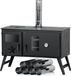 CampFeuer Four à bois, 28,5 x 58,5 x 260 cm, noir, avec 2 chambres, cheminée, four à bois, four à bois pour camping, extérieur, tente, chauffage de tente, poêle d'extérieur