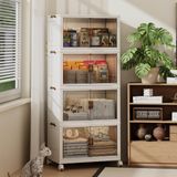 Boîtes de rangement sur roulettes, lot de 4, 96 litres, en polypropylène (PP), blanches, avec couvercle