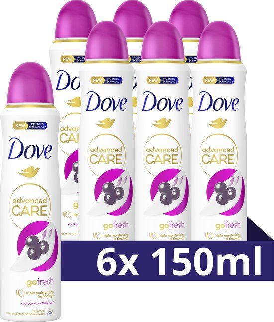 Dove Advanced Care Go Fresh Açaí Berry & Waterlily - Anti-Transpirant Deodorant Spray - 6 x 150 ml - Voordeelverpakking