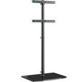 ONKRON Verrijdbare TV-standaard voor 30-60 inch TV’s tot 41 kg, universele TV-voet draaibaar & in hoogte verstelbaar max 400x400 VESA, TV-statief van gehard glas Zwart TS5065-B