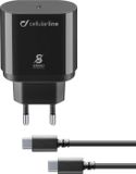 Cellularline Super Fast Charger Kit 25W met USB-C naar USB-C kabel - Zwart