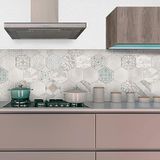 CREARREDA Spatbescherming voor de keuken, beige zeshoeken, 180 x 60 cm