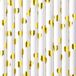 PartyDeco Drinkrietjes - papier - 30x - wit/goud hartjes - 19,5 cm