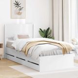 vidaXL Bedframe met opbergruimte en hoofdbord Wit 100 x 200 cm