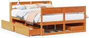 vidaXL Bedframe - zonder matras - massief grenenhout - wasbruin - 135x190 cm