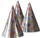 Boland Feesthoedjes - punthoedjes - van karton - set 3x stuks - holografisch - met elastiekje - verjaardag - kinderen en volwassenen