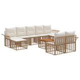 vidaXL Buiten bank set 10 st Natuurlijk en Crème Wit Polyester