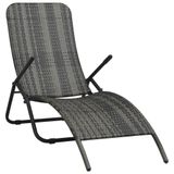 VidaXL Ligbed Gecapitonneerde zitting Polyrattan, Staal Grijs