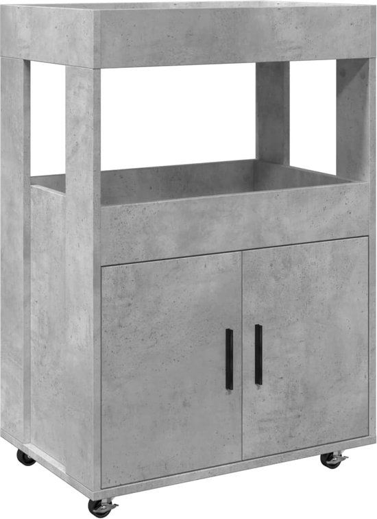 vidaXL Drankkar - 60x39,5x89 cm - Bewerkt Hout - Betongrijs