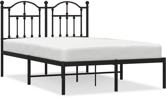 vidaXL Bedframe met hoofdbord metaal zwart 120x190 cm