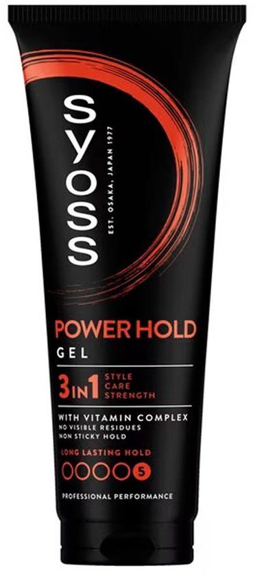 Syoss Power Hold Haargel – 250 ml – 48u Sterke Fixatie – 3-in-1 met Vitaminecomplex